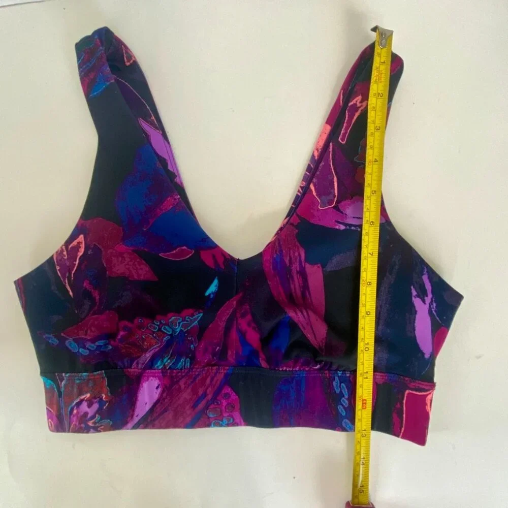 Sports Bra,Jog Bra, Yoga Bra, Pink, Purple and Black V Neck size Medium